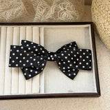 Daiiibabyyy  Korean Style Large Polka Dot Bowknot Hair Clips Women's Vintage Wide Ribbon Bow French Barrette Top Clip Sweet Hair Accessories