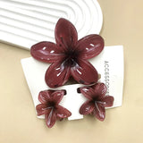 DAIIIBABYYY  -  3Pcs Sweet Colorful Plumeria Flower Shark Clip Hair Claw Bohemian Ponytail Clip Plastic Hairpin Barrette Summer Hair Accessories