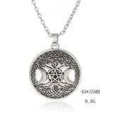 DAIIIBABYYY  -  Triple Moon Goddess Five pointed Star Stainless Steel Necklace Men's and Women's Fashion Ultra Natural Jewelry Gift