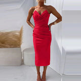 Daiiibabyyy  Elegant Strapless Draped Sheath Long Dress Women Sexy Backless Solid Slim Fit Party Dress Fashion Sleeveless Waist Evening Dress