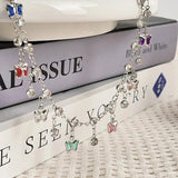 DAIIIBABYYY  -  New Colored Crystal Butterfly Pendant Necklaces Romantic Zircon Clavicle Chain Chokers Exquisite Mode Female Y2K Jewelry Gifts