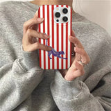 Daiiibabyyy  Crystal transparent white IND red and white striped spotted leopard phone case for iPhone 11 12 13 14 15 16 17 Pro Max