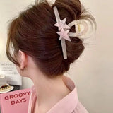 Daiiibabyyy  1pc Sweet Star Catching Charm Hair Clip, Back of Head Disc Hair Clip, Shark Clip, Simple Hair Accessories Hair Clip