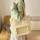 Daiiibabyyy  Transparent Y2k Aesthetic Ins Shoulder Tote Bags Women Fashion Preppy Ita Bag All Match Zipper Kawaii Star Handbags Crossbody