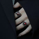 DAIIIBABYYY  -  Gothic Zircon Open Adjustable Ring for Women Vintage Hollow Geometry Square Thorn Dark Finger Y2K Accessories Fashion Jewelry
