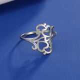 DAIIIBABYYY  -  Love Heart Filigree Stainless Steel Couple Ring Silver Color Supernatural Amulet Gift For Man Woman Fashion Jewelry