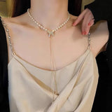 Daiiibabyyy Fashion Pearl Necklace Elegant Big White Imitation Pearl Bead Necklace Charm Romantic Clavicle Chain Wedding Party Jewelry Gift