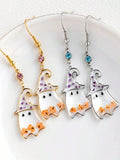 Daiiibabyyy  Creative Cute Ghost Dried Flower Epoxy Resin Handmade Earrings Halloween Fashion Jewelry Women and Girls Gifts