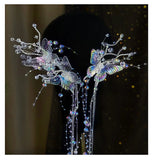 Daiiibabyyy  New Transparent Butterfly Beads Bridal Headwear Beaded Wedding Hairband Accessories Original Crystal Headwear for Women