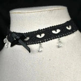 Daiiibabyyy  Fashionable Dark Black Lace Hollow Choker Necklaces for Women Hot Girls Charming Bow Knot Collarbone Necklaces Jewelry Wholesale