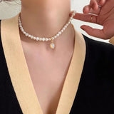 DAIIIBABYYY  -  Vintage Pearl Choker Necklace For Women Fashion Summer Opal Stone Pendant  Necklaces Trend Elegant Wedding Party Jewelry