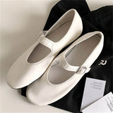Daiiibabyyy  Cosy Soft PU Leather Round Toe Flats Heels Woman Sandals Concise Buckle Strap Shoes Fashion Summer Zapatos De Mujer