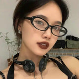 Daiiibabyyy Korean Fashion Anti Blue Light Glasses Women Vintage Small Oval Frame Eye Protection Plain Glasses Cute Decorative Eyewear
