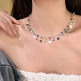 DAIIIBABYYY  -  New Colored Crystal Butterfly Pendant Necklaces Romantic Zircon Clavicle Chain Chokers Exquisite Mode Female Y2K Jewelry Gifts