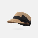 Daiiibabyyy  Women‘s Straw Dome Hat with Bow Wide Brim for Sun Protection Lightweight Breathable Summer Visor for Outdoor Beach Vacations