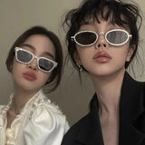 Daiiibabyyy  Crystal Stones Decoration Sunglasses for Men Women Oval Shape Designer Sunglasses Fashion Trendy Outdoor Sun Glass