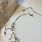 Daiiibabyyy Niche Design Titanium Steel Tassel Bow Knot Simple Women Y2k Necklace Korean Style Necklace Girl Choker Fashion Jewelry