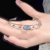 Daiiibabyyy  Y2K Blue Peach Heart Zircon Bracelet For Women Simple Crystal Cross Star Irregular Geometric Bracelet  Aesthetic Jewelry
