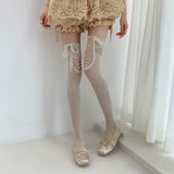 Daiiibabyyy  French Retro Ballet Style Lace Stockings for Women Girls Princess Dress Lolita Over The Knee Socks Daily Sweet Skirt Long Sock