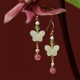 DAIIIBABYYY  -  Chinese Style Handmade Butterfly Dangle Earrings For Women Girls Golden Color Long Metal Ear Hook Earrings