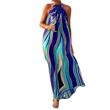 DAIIIBABYYY  -  Summer New Women's Fashion Print Neck Bohemian Medium And Long Beach Dress