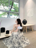 DAIIIBABYYY  -  Ink Tank Top Women Niche Design Sense 2025 Summer New Ink Artistic Temperament Chinese Style Long Skirt Elegang