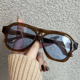 Daiiibabyyy  Retro Women Double Beam Sunglasses Brand Designer Glasses New Ins Fashion Gradient Eyewear Men Eyeglasses UV400 Goggles