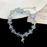 DAIIIBABYYY  -  Moonlight Crystal Bracelet Opal Sea Blue Treasure Light Luxury Elastic Bracelet for Girls Women Fashion Gift Jewelry Accessories