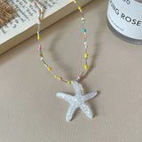 Daiiibabyyy  Y2K Large Resin Star Starfish Beads Pendant Necklace for Women Trendy Summer Beach Vacation Jewelry On Neck Accessories Female