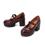 DAIIIBABYYY  -  Women's Platform Chunky High Heels Fashion Ankle Buckle Strap Round Toe Mary Jane Style Suitable for Work, School, Parties
