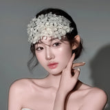 DAIIIBABYYY  -  French Retro Headband For Girls Handmade White Petal Headband Elegant Flower Wedding Hair Crown Women's Trendy Hair Accessories