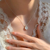 Daiiibabyyy 925 Sterling Silver Circular Geometry Rose Necklace Dropwise Glaze Korean Gentle Jewelry Birthday Gift Wholesale