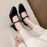 Daiiibabyyy  Summer New Square Toe Women's High Heels Buckle Strap Dress Pumps with Leopard Plus Size Chunky Heels Fashion Ladies Shoes