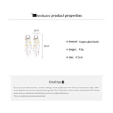 Daiiibabyyy  New Korea Square Crystal Tassel Heart-Shaped Ear Buckle Elegant Fashion Simple Earrings Women's Luxury Jewelry
