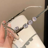 DAIIIBABYYY  -  New Rhinestone Diamonds Sunglasses Bling Shades New Fashion Small Metal Oval Women Men Fashion Eyeglasses Frames Unisex 2024