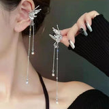 DAIIIBABYYY  -  Personality Elf Butterfly Wing Long Tassel Clip Earring for Women Charm Fake Piercing Ear Cuff Hanging Earring Y2K Jewelry Gift