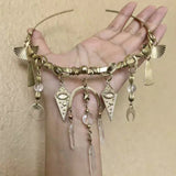 Daiiibabyyy  Ethnic style moon tassel collar necklace for women