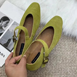 Daiiibabyyy Fashion Mary Jane Shoes Women Flats Ballet Cow Suede Girl Style Ballerina Leather Loafers Retro Moccasin Casual Ladies Ballerins