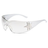 Daiiibabyyy  Cyberpunk All Inclusive Star Sunglasses Female Pilot Transparent Y2K Millennium Sunglasses Sports Cycling