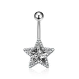 Daiiibabyyy  Y2K Jewelry Blue Crystal Star Navel Nail Sexy Aesthetic Fashion Punk Navel Ring Body Piercing Korean Cool Belly Button Rings