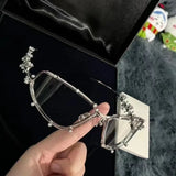 DAIIIBABYYY  -  Rhinestone Metal Oval Shades Women Men Shiny Diamonds Sunglasses 2024 Unisex Bling Eyeglasses Frames Fashion Eyewear Glasses