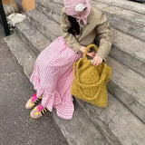 DAIIIBABYYY  -  Minimalist Retro Summer New Women's Elastic High Waist Plaid Patchwork Ruffles Elegant Aesthetic Loose All-match A-Line Skirts