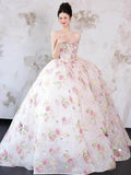 Daiiibabyyy  Vintage Long Wedding Dresses Women Strapless Photos Shoot Princess A-line Wedding Ball Gown 3D Floral Appliques Bridal Gowns