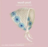 Daiiibabyyy  Women's Headscarf Dopamine French Mint Mambo Style Knitted Flower Triangular Headscarf Country Style Seaside Photo Girl Headband