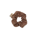 DAIIIBABYYY  -  Brown Color Lattice Scrunchies Women Girls Fashion Hair Accessories College Student Elastic Hair Bands Cartoon Ponytail Holder