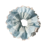 DAIIIBABYYY  -  Sweet Lace Headband For Girls Light Blue Gentle Pleated Lace Hair Hoop Ponytail Maruko Hair Ring Large Intestine Hair Ring