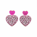 Daiiibabyyy  Y2K Jewelry Pink Leopard Earrings Korean Fashion Punk Cool Egirl Acrylic Dangle Earrings for Women 2000s Accessories Party