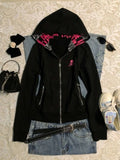 Daiiibabyyy  Subcultural Y2k Letter Print Hooded Skull Sweatshirt Autumn Loose Cardigan Coat Women 2025 Fashion Black Women's Jackets