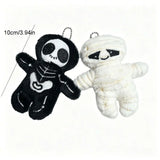 Daiiibabyyy  Cute Skeleton Halloween Plush Keychain Skull Stuffed Bag Pendant Keyring Mummy Style Key Hanging Bag Decoration
