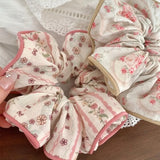 DAIIIBABYYY  -  Sweet Print Floral Big Scrunchies Hair Ties Women Girls Vintage Ponytail Holder Elastic Hair Bands Rope Hair Accessories Fashion